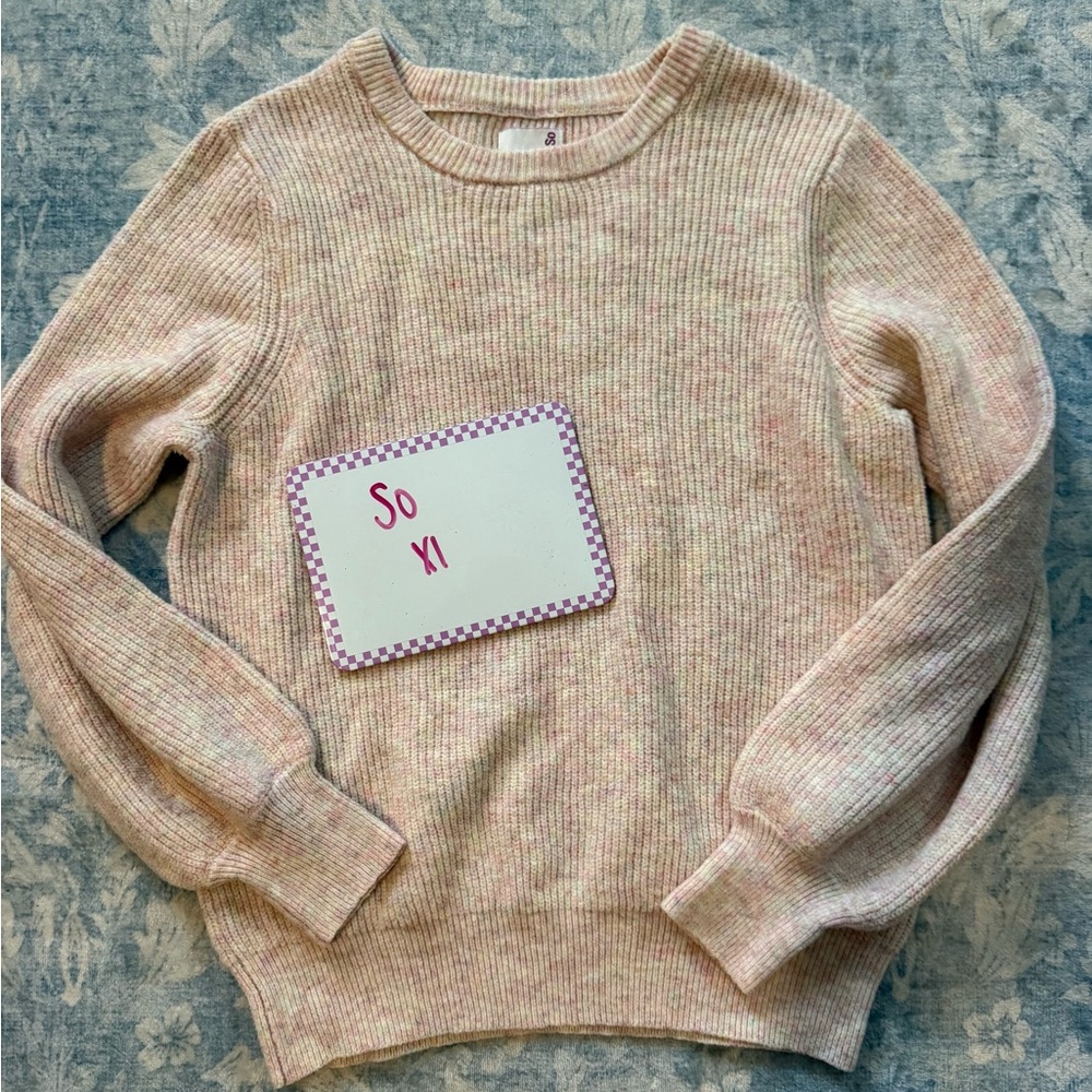 SO Women's Ribbed Knit Sweater - Pink and Cream